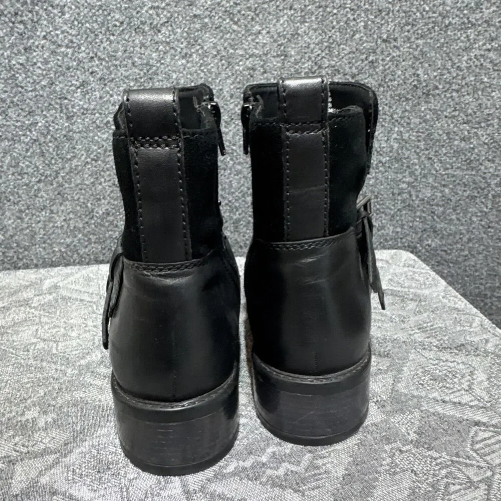 Clarks Artisan Swansea Grove Moto Motorcycle Ankle Boots Black Suede Size 10